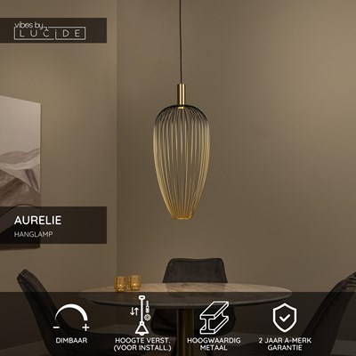 Lucide AURELIE - Hanglamp - Ø 30 cm - 1xGU10 (MR11) - Goud | Vibes